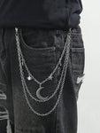 1pc Gold Multilayer Cross Pendant Men Hip Hop Metal Punk Style Pants Chain Street Halloween