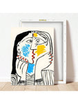 1pc Picasso Drawing KISS Poster, Canvas Prints Painting, Retro Wall Art Picture, Living Room Home Decor, Frameless