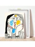 1pc Picasso Drawing KISS Poster, Canvas Prints Painting, Retro Wall Art Picture, Living Room Home Decor, Frameless