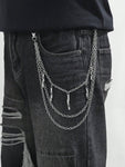 1pc Gold Multilayer Cross Pendant Men Hip Hop Metal Punk Style Pants Chain Street Halloween