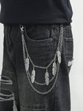 1pc Gold Multilayer Cross Pendant Men Hip Hop Metal Punk Style Pants Chain Street Halloween