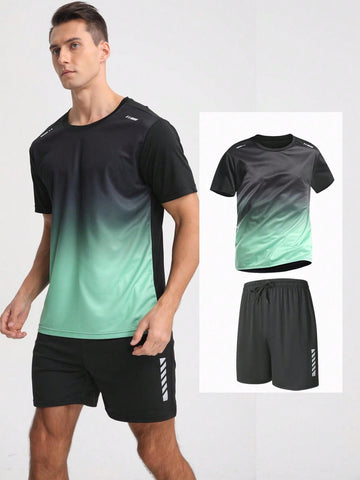 Men Quick-Dry Short-Sleeved T-Shirt And Shorts Summer Fitness Soccer Training Clothes Sportswear Equipment Set Workout Sets Men Two Pieces Outfits