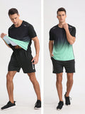 Men Quick-Dry Short-Sleeved T-Shirt And Shorts Summer Fitness Soccer Training Clothes Sportswear Equipment Set Workout Sets Men Two Pieces Outfits