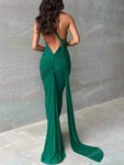 Draped Detail Backless One Shoulder Slit Thigh Dress