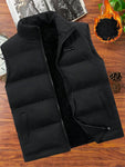 Manfinity Homme Loose Fit Men's Letter Patched Thermal Lined Puffer Vest Coat