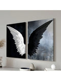 2pcs/Set Modern Canvas Print Posters, Black And White Angel WingsCanvas Wall Art Paintings, Artwork Wall Painting For Living Room Bedroom Bathroom Office Hallway Wall Decors, No Frames