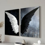 2pcs/Set Modern Canvas Print Posters, Black And White Angel WingsCanvas Wall Art Paintings, Artwork Wall Painting For Living Room Bedroom Bathroom Office Hallway Wall Decors, No Frames