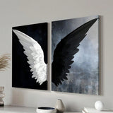 2pcs/Set Modern Canvas Print Posters, Black And White Angel WingsCanvas Wall Art Paintings, Artwork Wall Painting For Living Room Bedroom Bathroom Office Hallway Wall Decors, No Frames