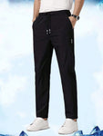 Men's Summer Vacation Casual Solid Color Ice Silk Trousers - MapleCo