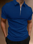 Manfinity Homme Men Quarter Zipper Polo Shirt Collar Plain Work Business Casual Polo Shirt For Boyfriend Gift - MapleCo