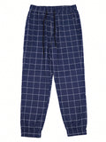 Manfinity Homme Men Grid Print Drawstring Waist Pants - MapleCo