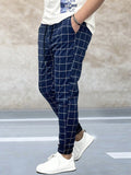 Manfinity Homme Men Grid Print Drawstring Waist Pants - MapleCo