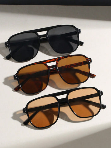 3pcs Men's Multicolor Classic Vintage Summer Holiday Casual Fashion Glasses Shades Accessories