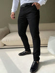 Manfinity Mode Men's Casual Solid Color Tapered Dress Pants