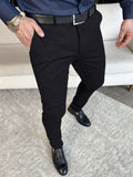 Manfinity Mode Men's Casual Solid Color Tapered Dress Pants