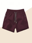 Men Drawstring Waist Zipper Pocket Shorts