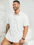 Manfinity Homme Men's Plus Size Woven Casual Button-Front Short Sleeve Shirt - MapleCo