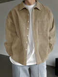 DAZY Men Solid Button Front Corduroy Shirt - MapleCo