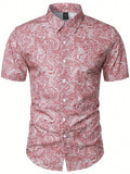 Manfinity Homme Men's Short Sleeve Retro Paisley Allover Print Summer Shirt - MapleCo