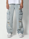 SUMWON Flare Fit Distressed Cargo Jean - MapleCo