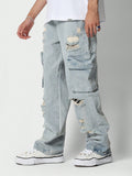 SUMWON Flare Fit Distressed Cargo Jean - MapleCo