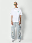 SUMWON Flare Fit Distressed Cargo Jean - MapleCo