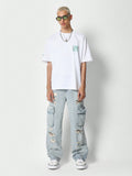 SUMWON Flare Fit Distressed Cargo Jean - MapleCo