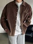 DAZY Men Solid Button Front Corduroy Shirt - MapleCo