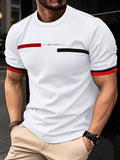 Manfinity Homme Men's Summer Letter Print Round Neck Short Sleeve Casual T-Shirt