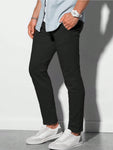 Manfinity Homme Men's Solid Color Slim Fit Casual Pants