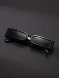 1pc Fashionable Retro Small Frame Men's Black Y2K Beach Fashion Glasses