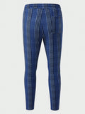 Manfinity Homme Men Plaid Print Drawstring Waist Pants Tapered Long Slacks Colorful Going Out - MapleCo