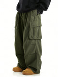 Manfinity EMRG Men Flap Pocket Side Drawstring Waist Oversize Cargo Pants