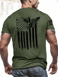 Manfinity LEGND Men Flag And Eagle Printed Round Neck Short Sleeve Casual T-Shirt, For Going Out, For Husband