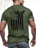 Manfinity LEGND Men Flag And Eagle Printed Round Neck Short Sleeve Casual T-Shirt, For Going Out, For Husband