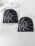 2pcs/1pc Men's Unique Spider Web Textured Knit Beanie Hat For Autumn Winter Everyday Wear Halloween