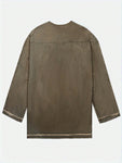 Men's Fashion Cotton Linen Shirt Long Sleeve Solid Color Beach Top