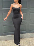 SHEIN SXY Solid Bodycon Maxi Cami Dress, Long Bodycon Dress