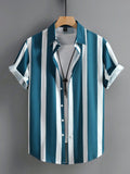 Manfinity Homme Men Vertical Striped Button Up Shirt - MapleCo