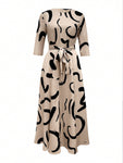 Women's Casual Random Print Long Dress, Summer