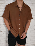 Manfinity Homme Loose Fit Men's Solid Color Button Up Shirt - MapleCo