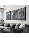 3pcs/Set Heart Abstract 3D Effect Wall Art Canvas, Romantic Hug Couple Bronze Canvas For Modern Home Decor. Ink Cores Drawing Abstract Metal Figure Sculpture Canvas Painting, Suitable For Living Room, Bedroom, Office, Kitchen, Cafe, Waterproof, No Frame. - MapleCo