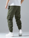 Manfinity Men's Loose-Fit Cargo Pants With Flap Pockets, Side Drawstrings - MapleCo