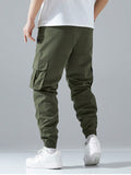 Manfinity Men's Loose-Fit Cargo Pants With Flap Pockets, Side Drawstrings - MapleCo