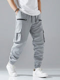 Manfinity Loose Fit Men Cargo Pants With Flap Pockets, Side Drawstring Waist