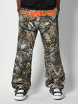 SUMWON Loose Fit All Over Camo Pant With Front Print