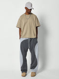 SUMWON Straight Fit Colour Block Curved Panel Jogger