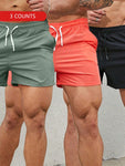 3pcs Men Sports Running Shorts Quick Drying (Black   Orange   Army Green)