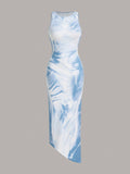 SHEIN ICON Marble Print Bodycon Long Dress