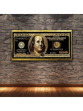 1pc Unframed Money 100 Dollars Bill Canvas Poster,Waterproof Motivational Wall Art, Modern Artwork Wall Painting For Gift,Bedroom,Office,Living Room,Bathroom,Dining Room,Cafe, Bar, Wall Decor, Home - MapleCo